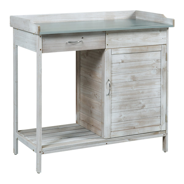 Masa plantare Aliano 98x48x94cm brad otel gri [casa.pro]