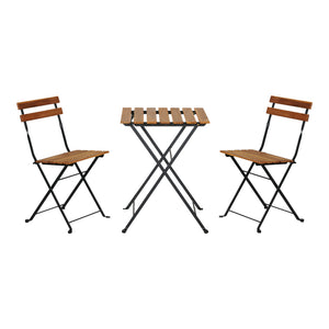 Set bistro 3 piese pliabil gradina Bovino otel lemn negru natur [casa.pro]
