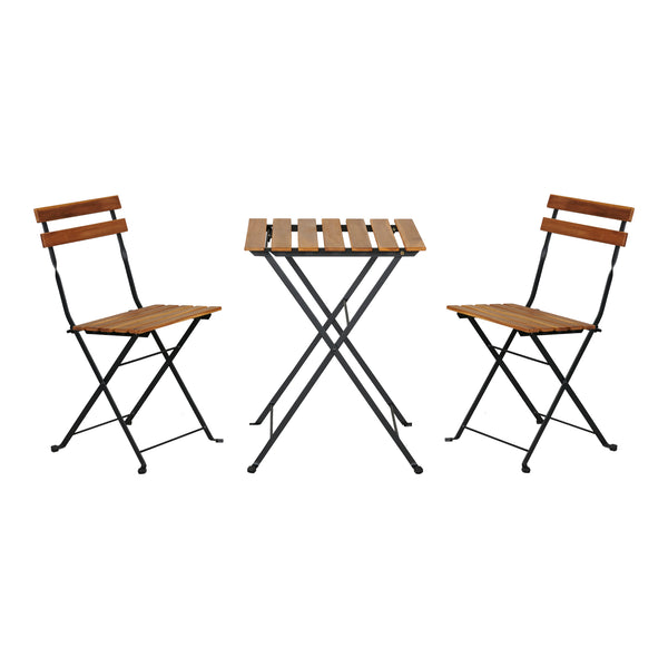 Set bistro 3 piese pliabil gradina Bovino otel lemn negru natur [casa.pro]