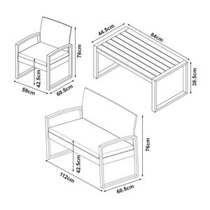 Set mobilier gradina 4 piese Calciano 1 masa 1 banca 2 scaune efect ratan bej [casa.pro]