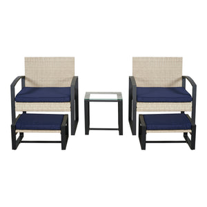 Set mobilier gradina 5 piese Calvello 1 masa 2 scaune si 2 tabureti [casa.pro]