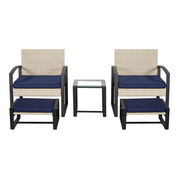 Set mobilier gradina 5 piese Calvello 1 masa 2 scaune si 2 tabureti [casa.pro]