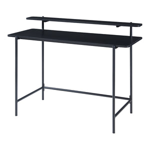 Birou cu raft superior Samnanger 120x55x88cm otel PAL negru [en.casa]