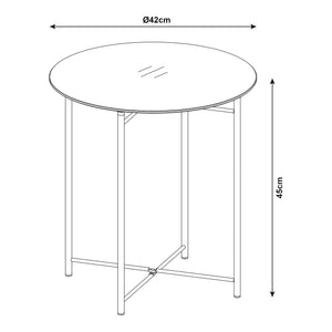 Masuta rotunda cu blat sticla Ödeshög 45x42cm negru [en.casa]