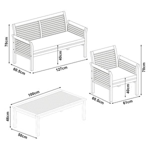Set 4 piese mobilier gradina Candela lemn salcam [casa.pro]
