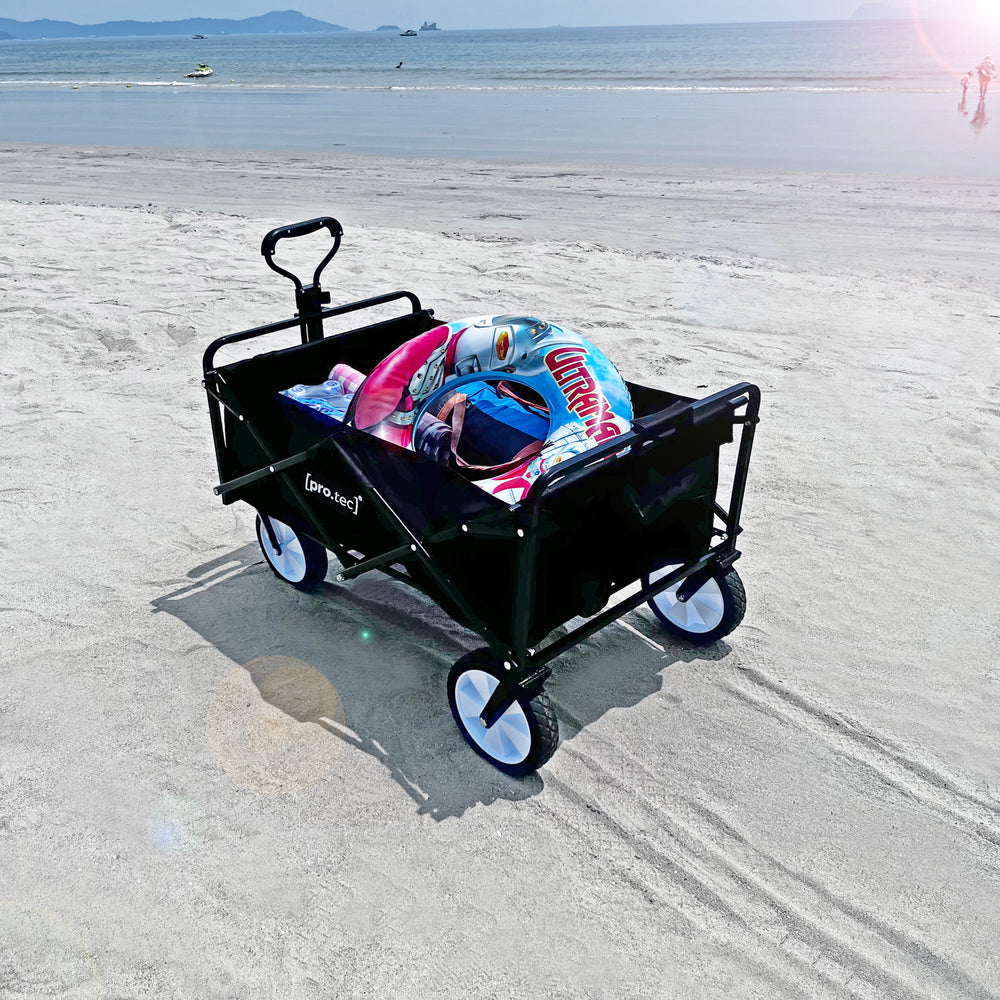Carucior gradina pliabil Stenlille 84x55cm 80kg otel negru [pro.tec]