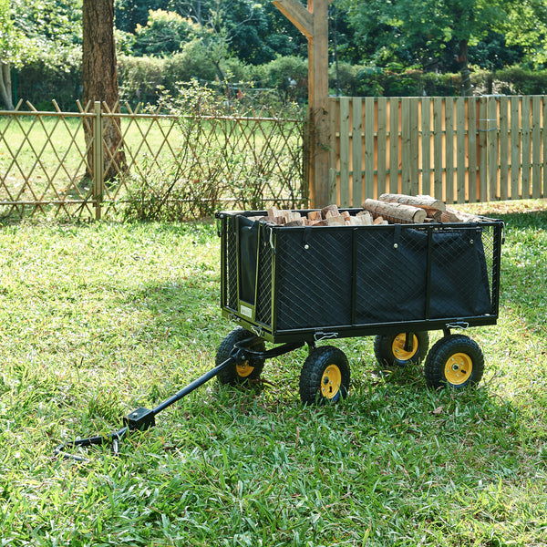 Carucior gradina cu pereti mobili si zavor Corropoli 112x51cm 550kg otel negru galben [pro.tec]