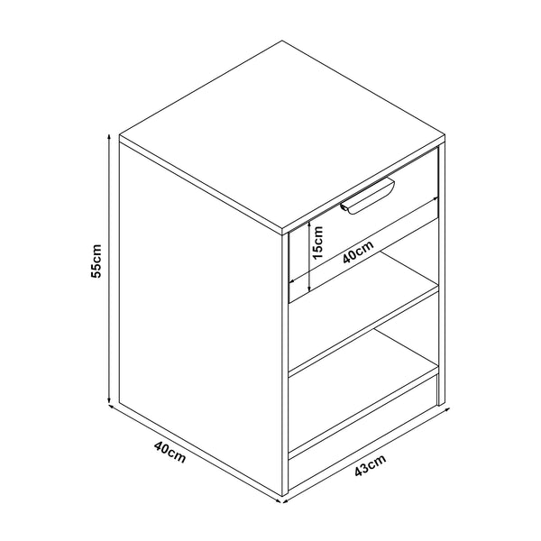 Noptiera Varkaus 55x43x40cm mdf stejar [en.casa]
