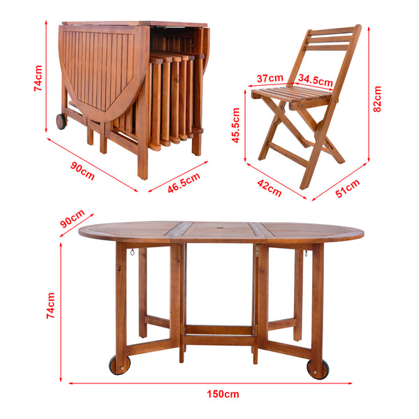 Set masa cu 6 scaune gradina Acerenza  lemn natur pliabil [en.casa]