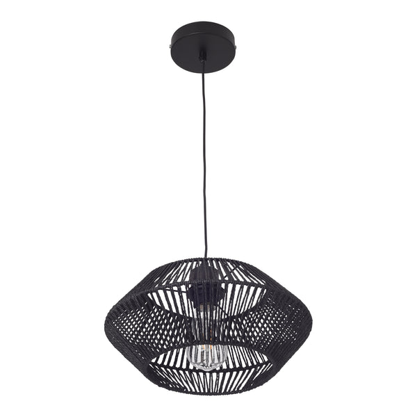 Lampa de plafon Amersham 157cm 1 x E27 60W metal ratan negru [lux.pro]