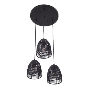 Lampa de plafon Andover 131cm 3 x E14 40W metal ratan negru [lux.pro]