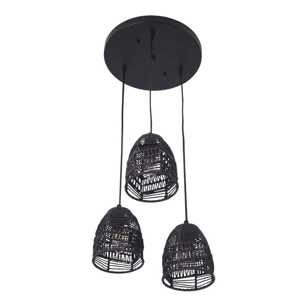 Lampa de plafon Andover 131cm 3 x E14 40W metal ratan negru [lux.pro]