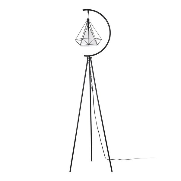 Lampadar tripod Austell 171cm 1x E27 60W negru/alb [lux.pro]