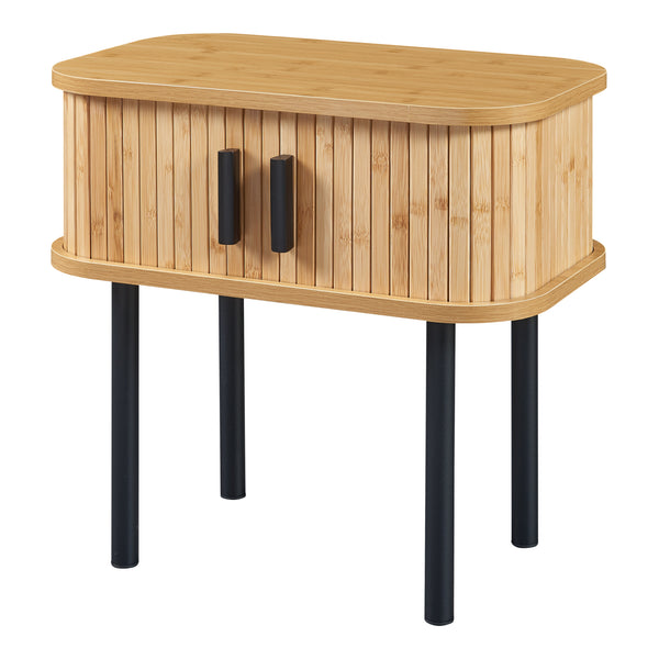 Masuta cu 2 usi glisante Tvedestrand 48x30x45cm MDF bambus metal efect lemn/negru [en.casa]