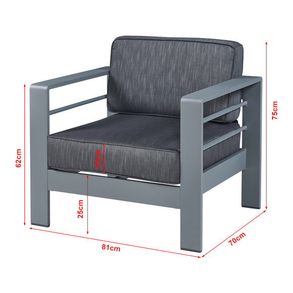 Fotoliu gradina Avise 62x81x70 cm aluminiu antracit [casa.pro]