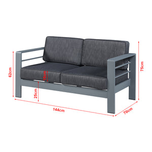 Canapea gradina Avise 144x70x62cm 300kg aluminiu poliester antracit gri inchis [casa.pro]