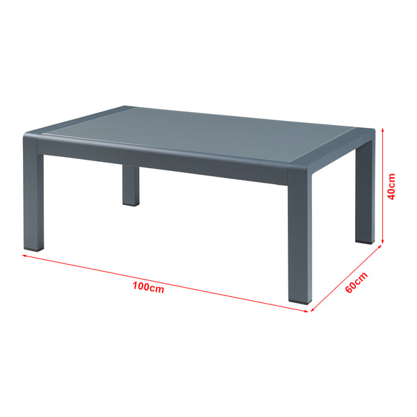 Masuta cafea gradina Avise 100x60x40cm aluminiu sticla antracit [casa.pro]