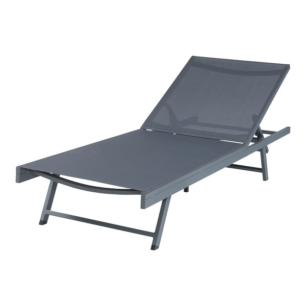 Sezlong Baragiano 197x64x30 cm aluminiu pvc poliester antracit [casa.pro]
