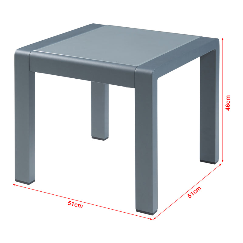 Schiță cotată Masuta gradina Avise 45x51x51cm 80kg aluminiu sticla antracit [casa.pro]