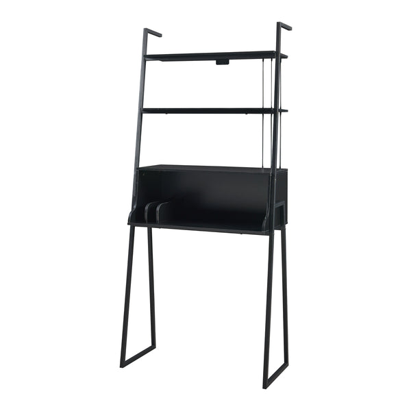 Birou Storfjord cu raft scară 184x80x40cm Negru [en.casa]