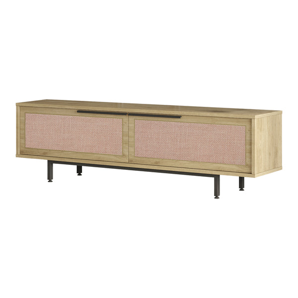 Dulap TV cu 2 usi Kvænangen 160x35,5x45cm pal stejar efect ratan [en.casa]