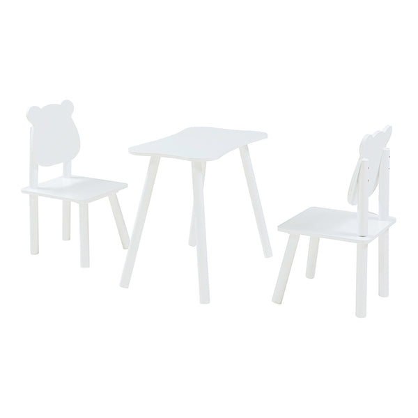 Set masa copii cu 2 scaune design ursulet Panjang alb [en.casa]