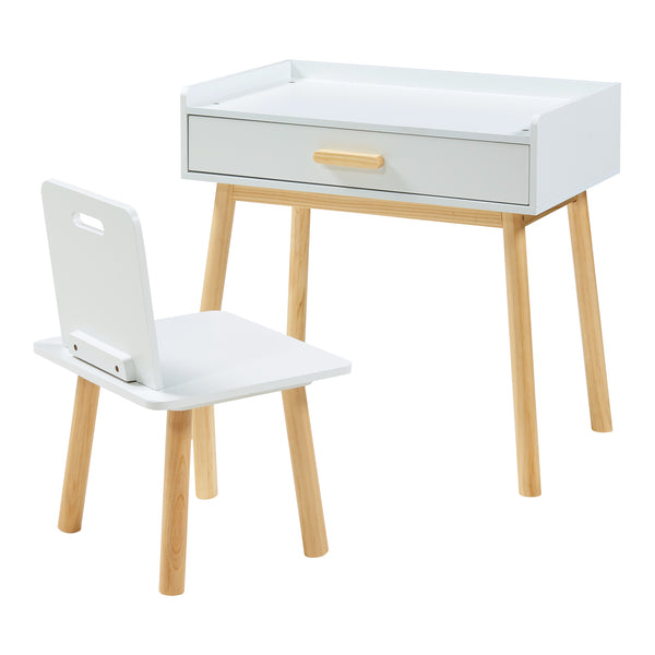 Set birou cu scaun copii Skjervøy natur alb [en.casa]