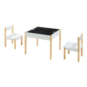 Set masa cu 2 scaune copii si tabla desenat Smedjebacken natur alb negru [en.casa]