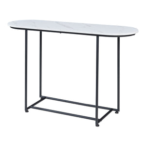 Consola Nordfron 120x40x75cm alb marmorat/negru [en.casa]