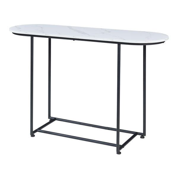 Consola Nordfron 120x40x75cm alb marmorat/negru [en.casa]