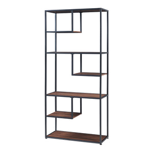 Raft carti Østre 180x83x34cm metal pal negru/nuc [en.casa]