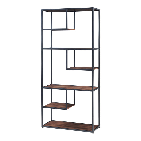 Raft carti Østre 180x83x34cm metal pal negru/nuc [en.casa]
