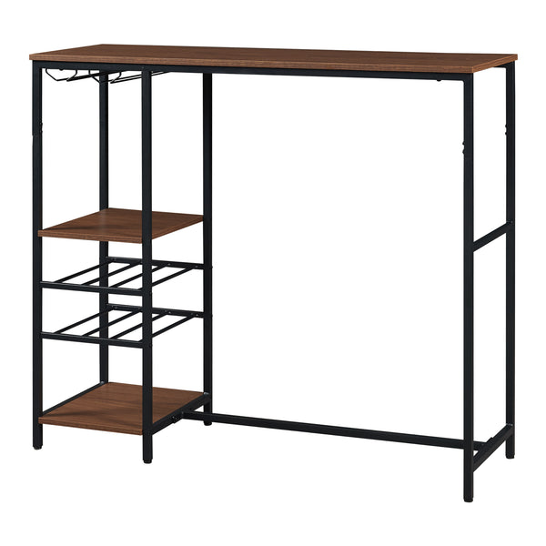 Masa bar Stjørdal 120x40x105cm otel PAL negru/nuc [en.casa]