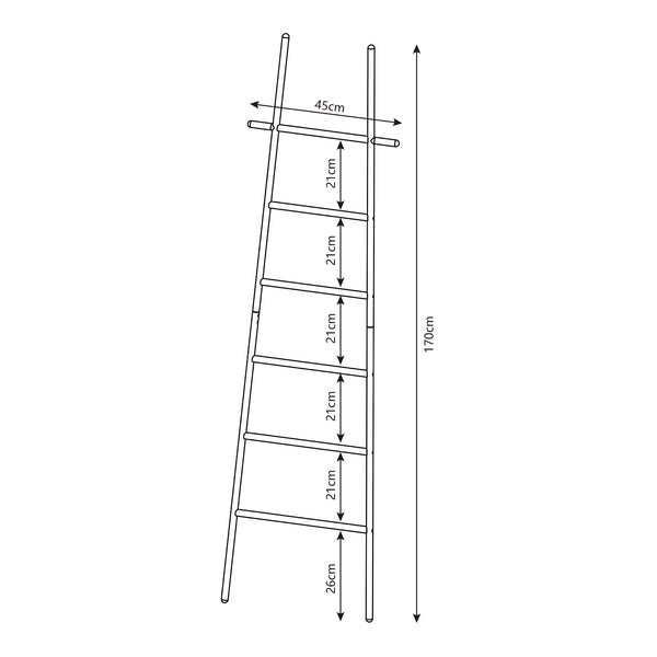 Suport scara prosoape Øyer 170x45x2cm otel negru [en.casa]