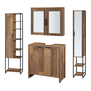 Set 4 piese mobilier baie Namsskogan efect lemn nuc [en.casa]