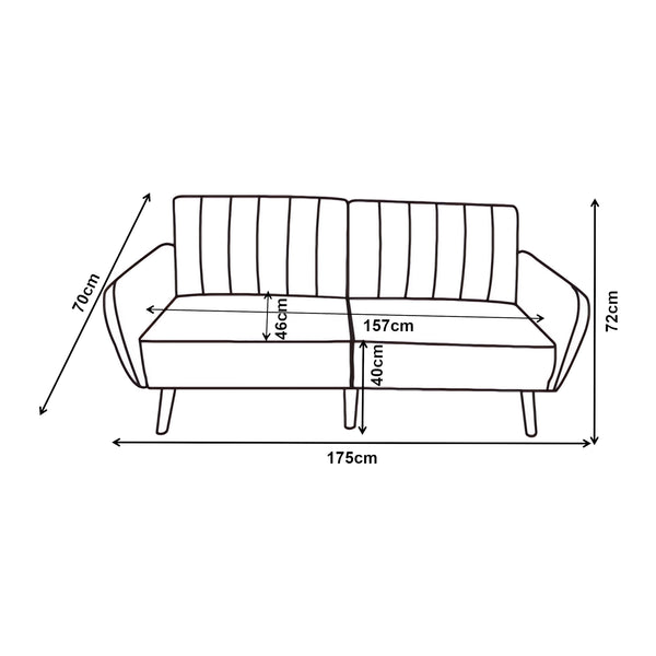 Canapea extensibila Malå 175x70x72cm gri [en.casa]