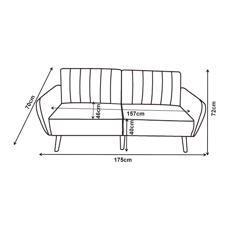Schiță cotată Canapea extensibila Malå 175x70x72cm gri [en.casa]