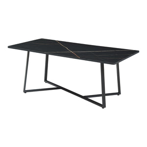 Masuta cafea Riskiften 120x60x48 cm negru marmorat [en.casa]