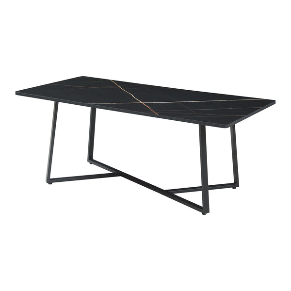 Masuta cafea Riskiften 120x60x48 cm negru marmorat [en.casa]