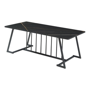 Masuta cafea Nospoo 120x60x46 cm negru marmorat [en.casa]