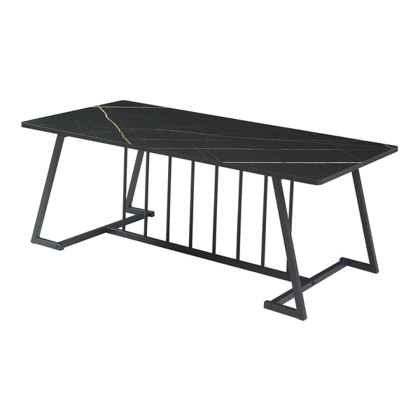 Masuta cafea Nospoo 120x60x46 cm negru marmorat [en.casa]