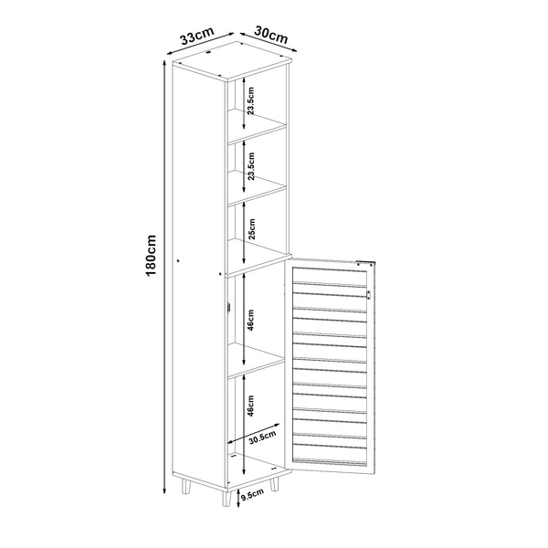 Dulap inalt baie Epind 180x33x30 cm bambus [en.casa]