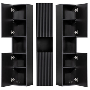 Dulap baie cu 2 usi Newport 30x140x25cm negru [en.casa]