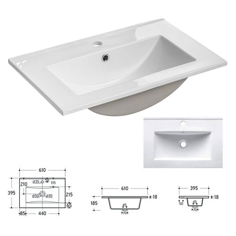 Schiță cotată Set 4 componente mobilier perete baie 32 Newport efect stejar [en.casa]