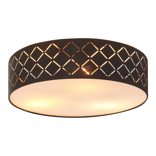 Lampa plafon Bay 20 cm 3xE27 max 60W poliester negru/alb [lux.pro]