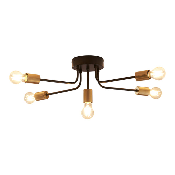 Lampa de plafon  Benfleet, 21 cm 5 x E27 max 60W negru/culoarea alamei [lux.pro]