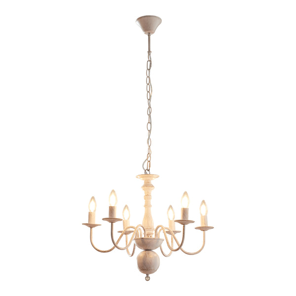 Lustra Berkeley 160x56x56 cm 6xE14 max 40W alb vintage [lux.pro]