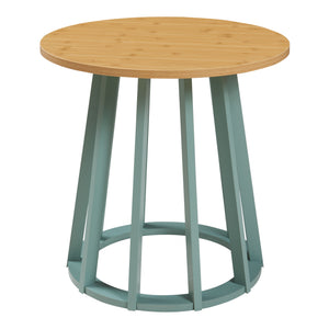 Masuta rotunda Lensuu 48x48 cm efect lemn stejar/verde pastel [en.casa]
