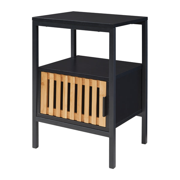 Noptiera Luniehti 58x40x33 cm negru natur [en.casa]