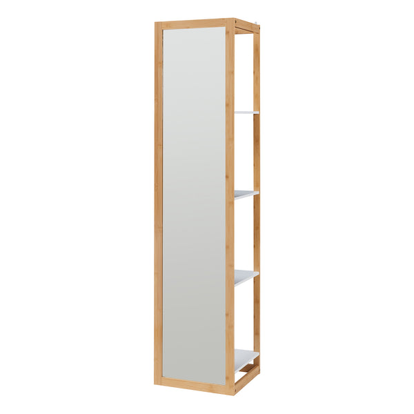 Raft cu oglinda As 170x40x35 cm bambus [en.casa]